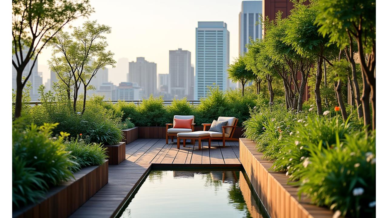 After: 六本木オフィスビルの緑豊かな屋上庭園