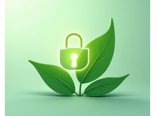 個人情報保護のシンボル、鍵と葉のイラスト