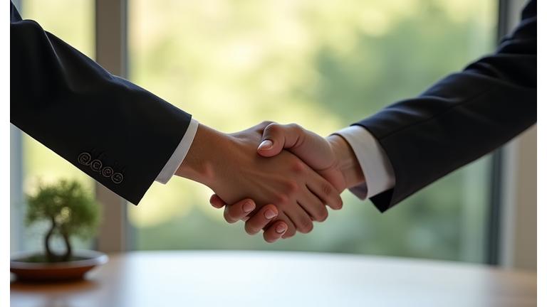 信頼できるビジネスパートナーとの契約を表す握手
