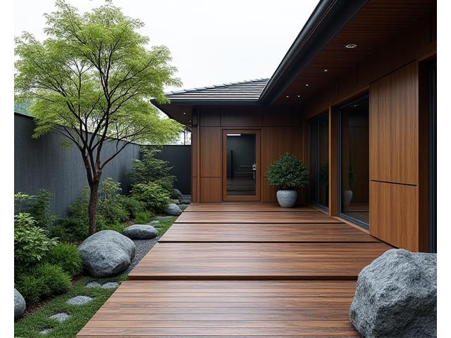 プライベート住宅のモダン日本庭園