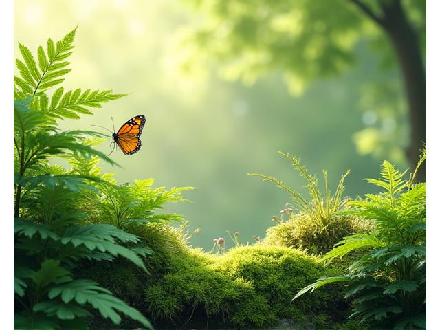 日本の在来種植物が豊かに茂る穏やかな庭園、蝶や鳥が見られる